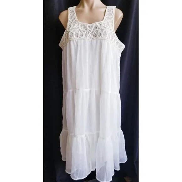 Soft Surroundings | Dresses | Soft Surroundings White Off White Boho Sheer  Hippie Sleeveless Dress Large | Poshmark